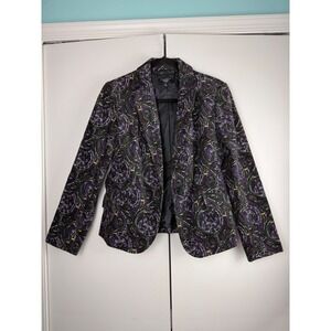 Talbots Petites Paisley Blazer Purple Black Yellow Women's Size 6P Jacket Career